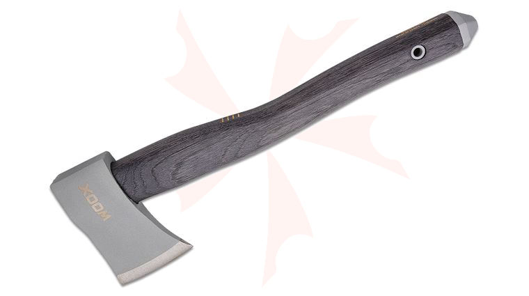 WOOX AX1 Hand Axe, 15.7 inch Overall, Gray Appalachian Hickory Wood Handle with Leather Collar, Leather Sheath