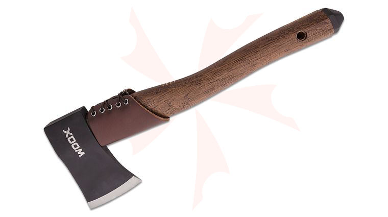 WOOX AX1 Hand Axe, 15.7 inch Overall, Appalachian Hickory Wood Handle with Leather Collar, Leather Sheath