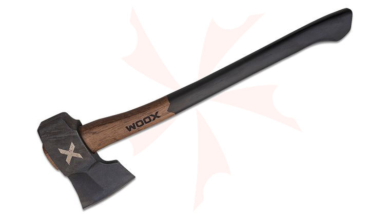 WOOX Forte Heavy Duty Axe, 22 inch Overall, Black/Brown Appalachian Hickory Wood Handle, Leather Sheath