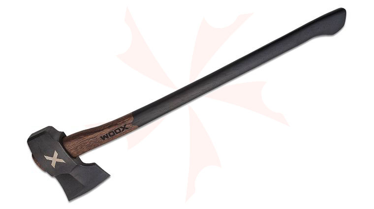WOOX Forte-X Heavy Duty Axe, 28 inch Overall, Black/Brown Appalachian Hickory Wood Handle, Leather Sheath