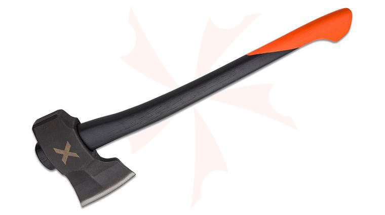 WOOX Forte Heavy Duty Axe, 22 inch Overall, Black/Orange Appalachian Hickory Wood Handle, Leather Sheath
