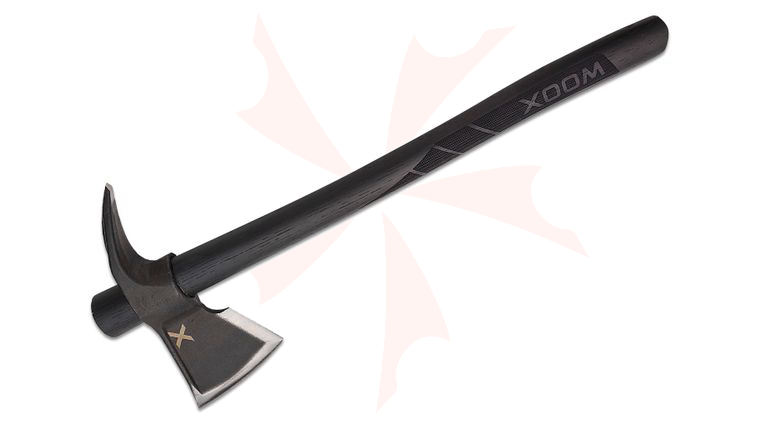 WOOX Solo Tomahawk, 19 inch Overall, Black Appalachian Hickory Wood Handle with Checkering, Leather Sheath