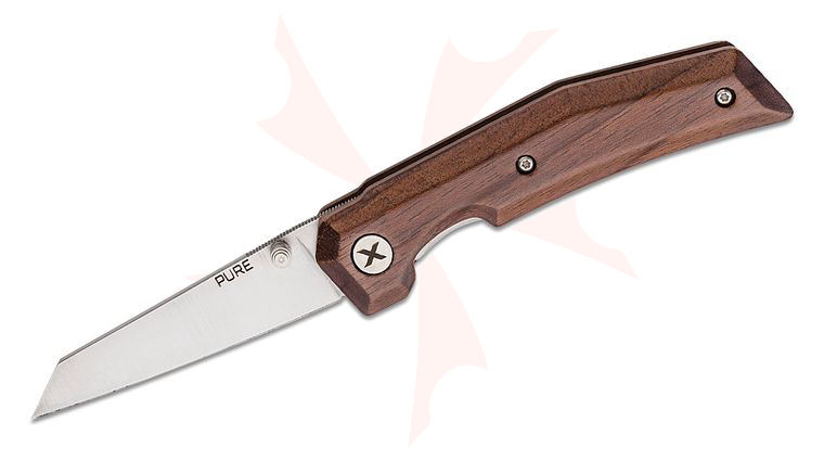 WOOX Pure Folding Knife 3.25 inch D2 Satin Reverse Tanto Blade, Smooth Walnut Handles