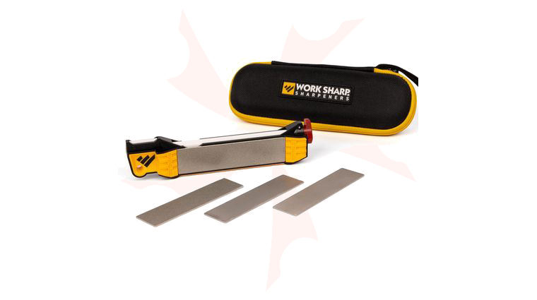 Work Sharp WSGFS-ELT Guided Field Sharpener Elite Handheld Sharpener, 4 Diamond Plates, Ceramic Rod, Leather Strop, Carrying Case