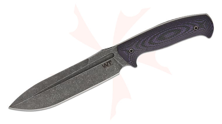 Work Tuff Gear Elbrus Gen 2 Fixed Blade Knife 6.88 inch K329 Dark Stonewashed Drop Point Blade, Purple Camo G10 Handles, Black Kydex Sheath
