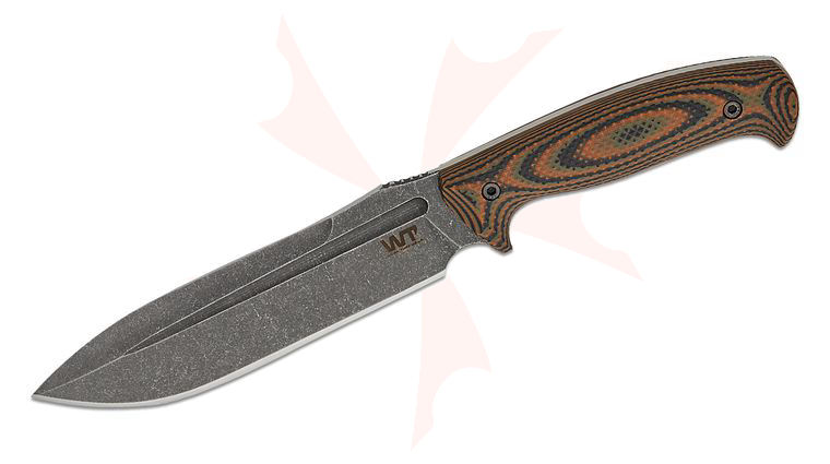 Work Tuff Gear Elbrus Gen 2 Fixed Blade Knife 6.88 inch K329 Dark Stonewashed Drop Point Blade, Earth Camo G10 Handles, Black Kydex Sheath