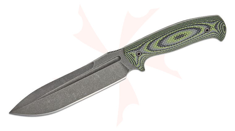 Work Tuff Gear Elbrus Gen 2 Fixed Blade Knife 6.88 inch K329 Dark Stonewashed Drop Point Blade, Zombie Camo G10 Handles, Black Kydex Sheath