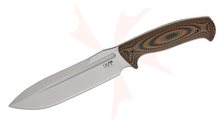 Work Tuff Gear Elbrus Gen 2 Fixed Blade Knife 6.88 inch K329 Satin Drop Point Blade, Earth Camo G10 Handles, Black Kydex Sheath