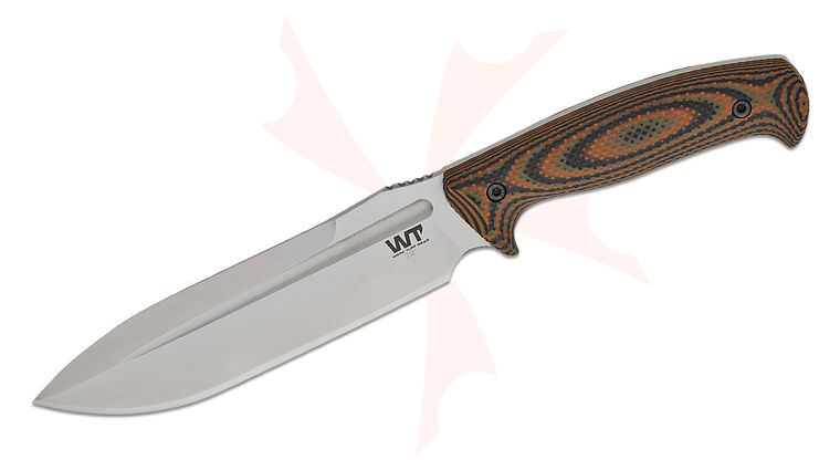 Work Tuff Gear Elbrus Gen 2 Fixed Blade Knife 6.88 inch K329 Satin Drop Point Blade, Earth Camo G10 Handles, OD Green Kydex Sheath
