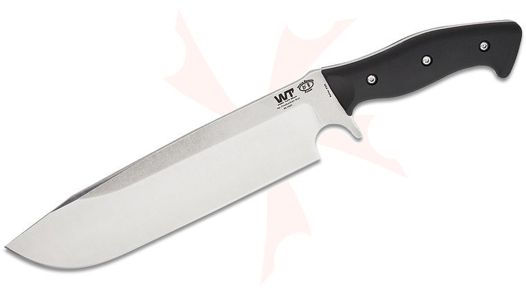 Work Tuff Gear Grizzly Fixed Blade Knife 9.9 inch K329 Satin Drop Point Blade, Black G10 Handles, Kydex Sheath