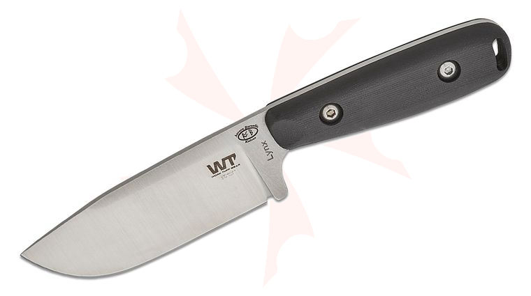 Work Tuff Gear Lynx Fixed Blade Knife 3.3 inch N690 Rugged Satin Drop Point Blade, Black G10 Handles, Kydex Sheath