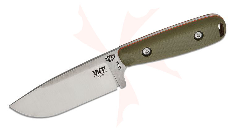 Work Tuff Gear Lynx Fixed Blade Knife 3.3 inch N690 Satin Drop Point Blade, OD Green G10 Handles with Orange Liners, Kydex Sheath