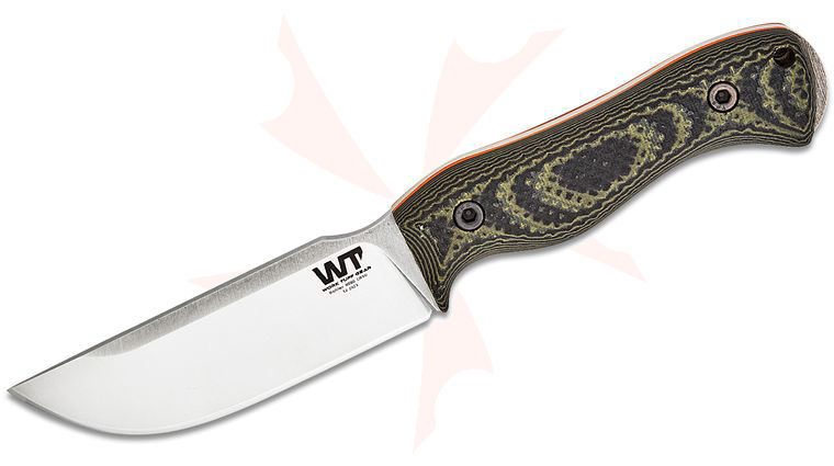 Work Tuff Gear Nomad EDC Bushcrafter Fixed Blade Knife 3.9 inch N690 Satin Blade, Swamp Camo G10 Handles with Orange Liners, Kydex Sheath