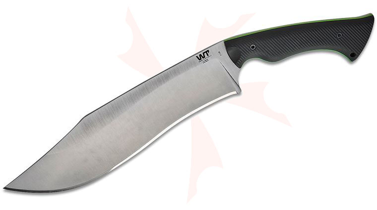 Work Tuff Gear Night Hunter Gen 2 Fixed Blade Knife 12.4 inch Bohler K329 Satin Kukri Blade, Milled Black G10 Handles with Neon Green Liners, Kydex Sheath