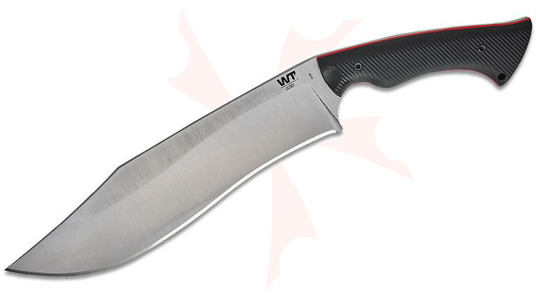 Work Tuff Gear Night Hunter Gen 2 Fixed Blade Knife 12.4 inch Bohler K329 Satin Kukri Blade, Milled Black G10 Handles with Red Liners, Kydex Sheath