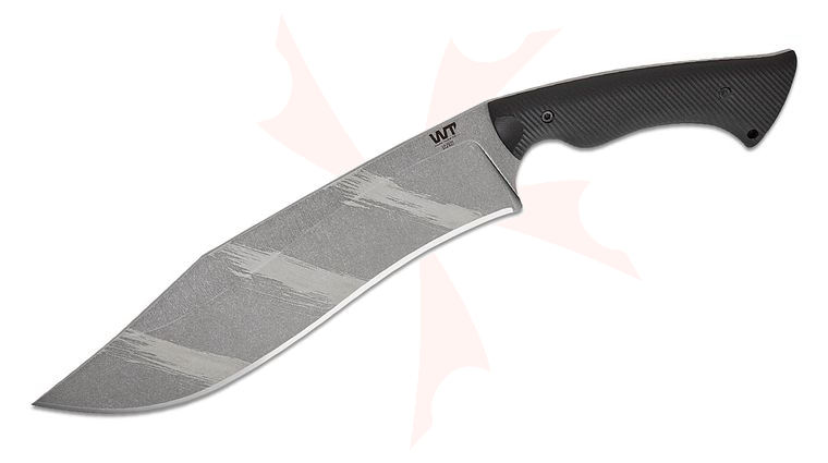Work Tuff Gear Night Hunter Gen 2 Fixed Blade Knife 12.4 inch Bohler K329 Tiger Stripe Kukri Blade, Milled Black G10 Handles, Kydex Sheath