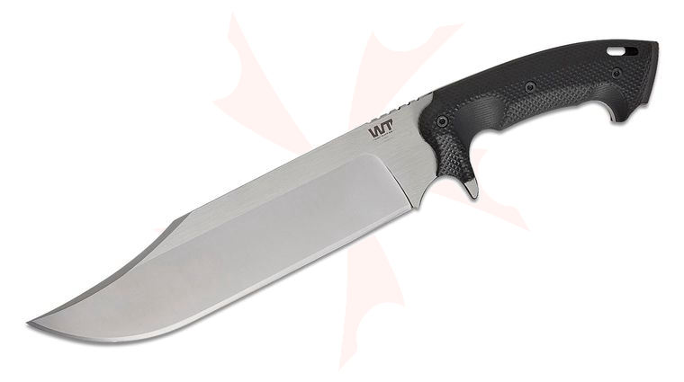 Work Tuff Gear Primal Fixed Blade Knife 9.9 inch Bohler K329 Satin Clip Point Blade, Black Gator Grip G10 Handles, Kydex Sheath