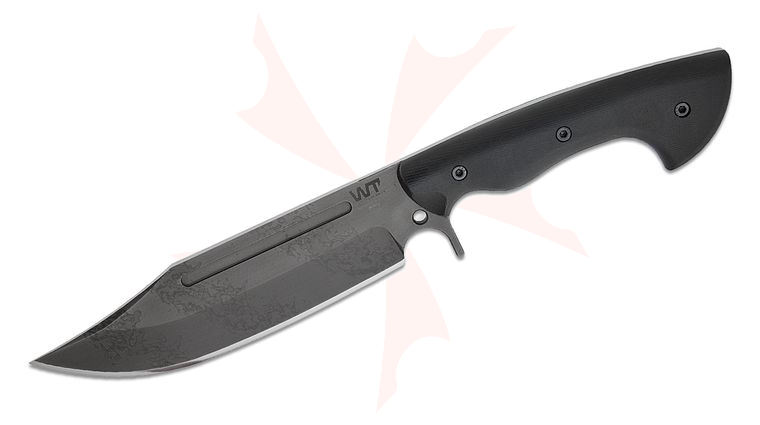 Work Tuff Gear PWB-7-C Puzon Wilderness Bowie Fixed Blade 7.3 inch SK85 Hand Rubbed Apocalypyic Bowie Blade, Black G10 Handles, Kydex Sheath