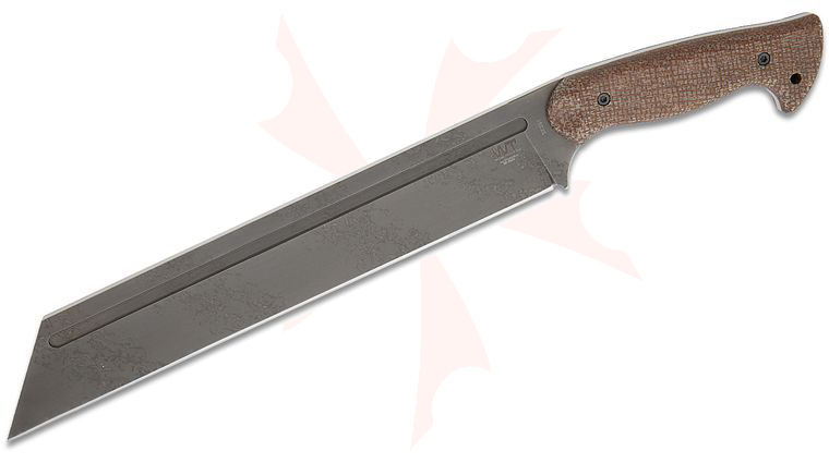 Work Tuff Gear Sea-X Fixed Blade Knife 13.5 inch SKS51 Hand Rubbed Apocalyptic Sheepsfoot Blade, Brown Burlap Micarta Handles, OD Green Kydex Sheath
