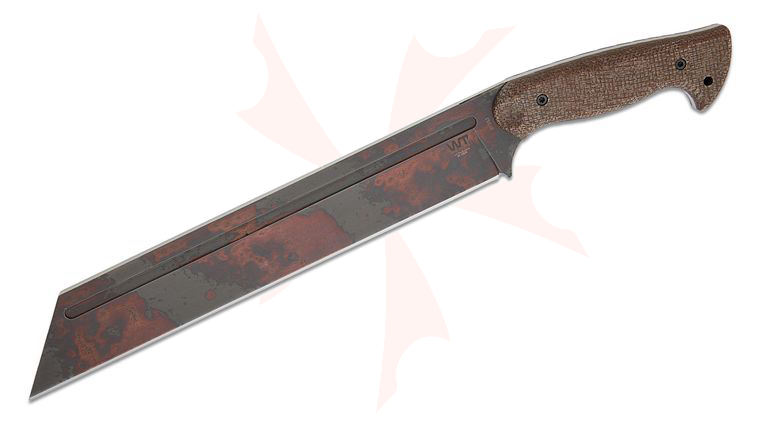 Work Tuff Gear Sea-X Fixed Blade Knife 13.5 inch SKS51 Copper Washed Sheepsfoot Blade, Brown Burlap Micarta Handles, OD Green Kydex Sheath