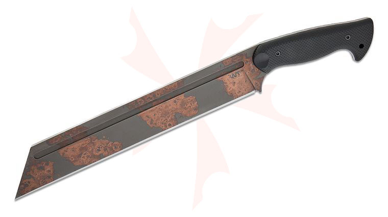 Work Tuff Gear Sea-X Fixed Blade Knife 13.5 inch SKS51 Copper Washed Sheepsfoot Blade, Black Gator Grip G10 Handles, Kydex Sheath