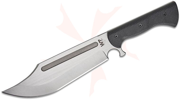 Work Tuff Gear V44X Gen 3 Bowie Fixed Blade Knife 10 inch SK85 River Washed Clip Point Blade, Black Gator Grip G10 Handles, Kydex Sheath