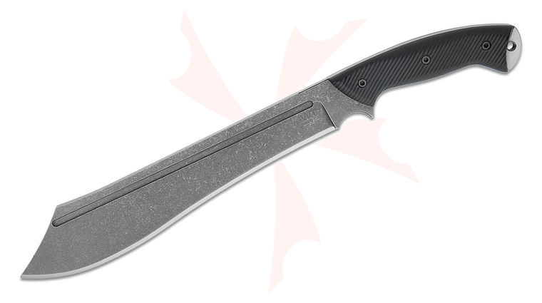 Work Tuff Gear Warhammer Fixed Blade Knife 11.5 inch SK85 Black Stonewashed Bolo Blade, 3D Machined Black G10 Handles, Kydex Sheath
