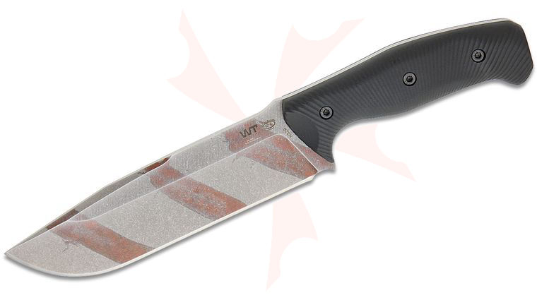 Work Tuff Gear Wolverine Gen 2 Fixed Blade 6.7 inch K329 Copper Stripe Drop Point Blade, Black Textured G10 Handles, Kydex Sheath