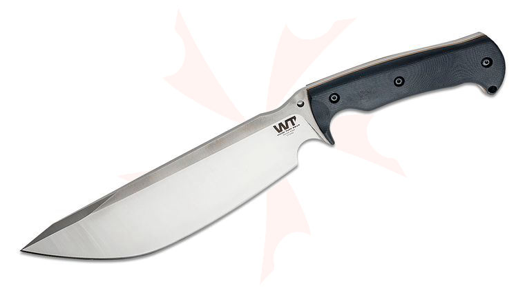 Work Tuff Gear Nomad Camp Knife 10 inch Bohler K340 Satin Fixed Blade, Black G10 Handles, Kydex Sheath