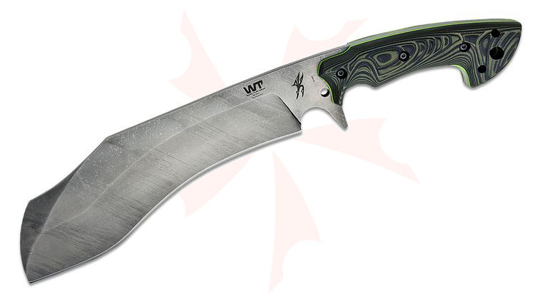 Work Tuff Gear Wilson Fixed Blade 10.7 inch SK85 Tiger Stripe Kukri, Green and Black G10 Handles, Kydex Sheath