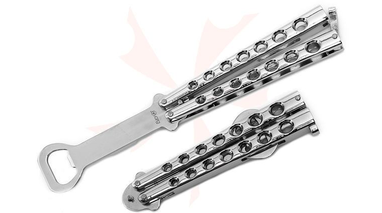 Fury Balisong BarFly Butterfly Bottle Opener, Steel Handles