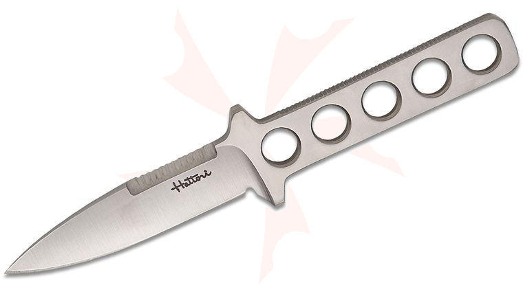 Japan Vintage Hattori Super Diver (HT-SK) Fixed Blade Knife 3.5 inch AUS-6 Satin Sawback Spear Point Blade and Skeletonized Handle, ABS Resin Sheath with Speed-Lok