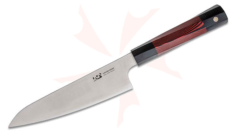 Xin Cutlery XinCare Chef's Knife 7 inch 304Cu Blade, Black and Red G10 Handle
