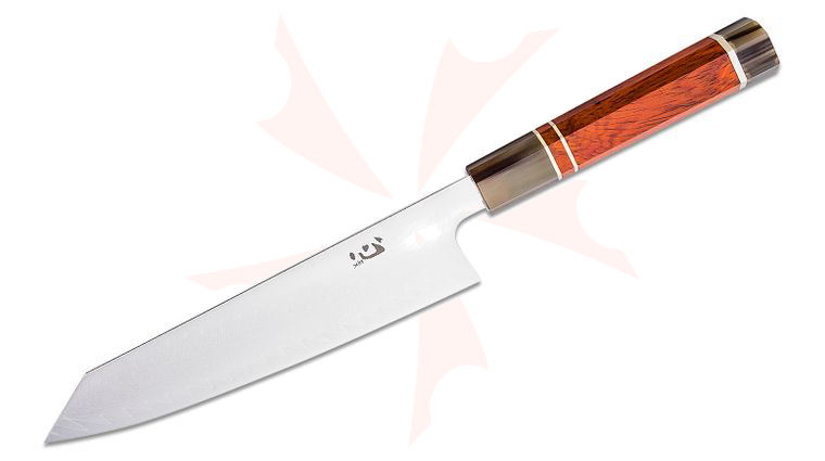Xin Cutlery XinCraft Chef's Knife 8 inch Mirror Polished VG-10 Core Damascus Blade, Rosewood Handle w/ White Buffalo Horn Bolster and Nickel Silver