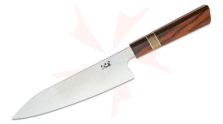 Xin Cutlery XinCraft Chef's Knife 9 inch Mirror Polished VG-10 Core Damascus Blade, Octagonal Rosewood and White Buffalo Horn Handle