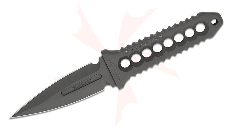 Zu Bladeworx SubSonic Fixed Blade Knife 4 inch Rigor Tool Steel Sniper Gray Cerakote Double Edge Dagger Blade and Skeletonized Handle, Kydex Sheath