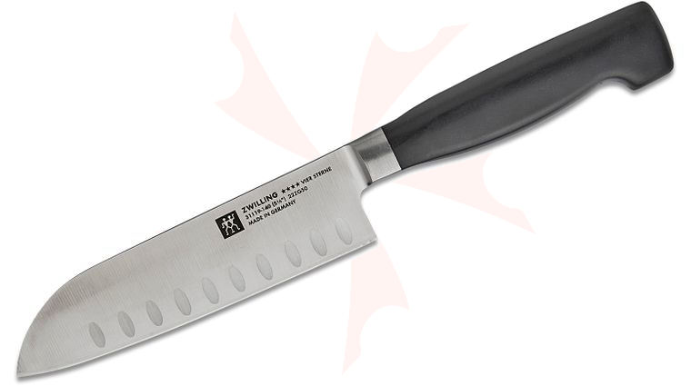 Zwilling J.A. Henckels TWIN Four Star 5 inch Santoku Knife, Hollow Edge