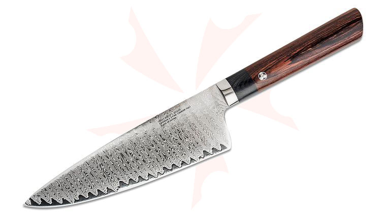 Zwilling J.A. Henckels Meiji Bob Kramer Stainless Damascus 8 inch Chef's Knife, Charcoal Pakkawood Handle