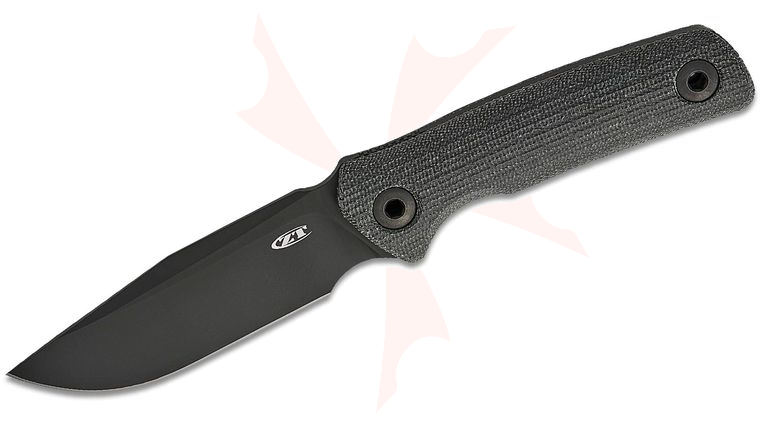 Zero Tolerance Model 0004 Fixed Blade Knife 4.2 inch CPM-CruWear Black Cerakote Clip Point Blade, Black Canvas Micarta Handles, Adjustable Leather Sheath
