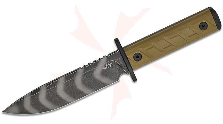 Zero Tolerance Model 0006TSOL Fixed Blade Knife, 6 inch CPM-3V Tiger Stripe Clip Point Blade, Olive G10 Handles, Kydex Sheath