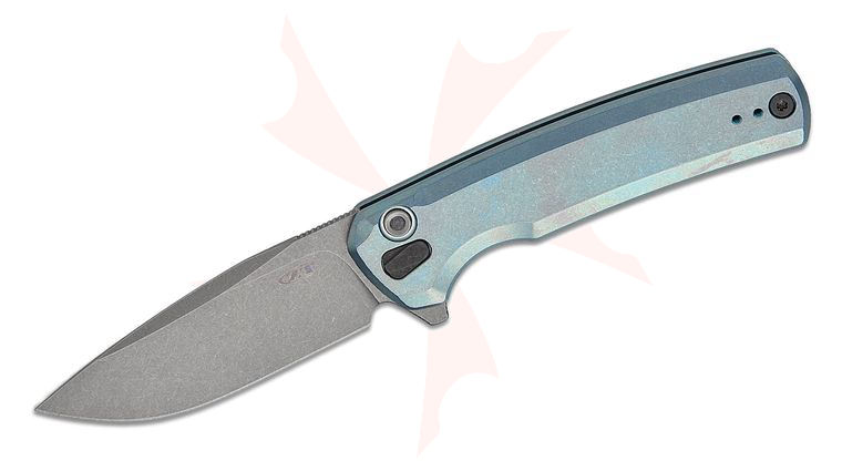 Zero Tolerance FSS (Factory Series Special) 0044BLU Button Lock Flipper Knife 3.2 inch CPM-S90V Blasted Drop Point Blade, Blue Titanium Handles, Reversible Clip
