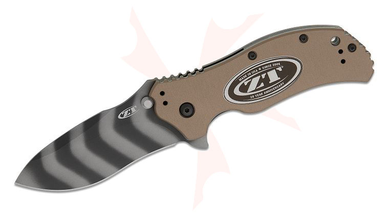 Zero Tolerance Model 0350FDETS20 20th Anniversary Assisted Liner Lock Flipper Knife 3.25 inch CPM-MagnaCut Tiger Stripe Plain Blade, Flat Dark Earth Aluminum Handles with ZT Engraving
