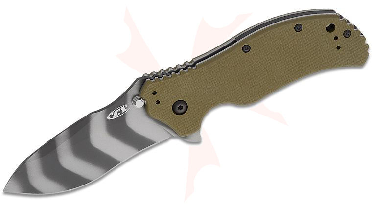 Zero Tolerance Model 0350OLTS Assisted Liner Lock Flipper Knife 3.25 inch CPM-MagnaCut Tiger Stripe Plain Blade, OD Green G10 Handles