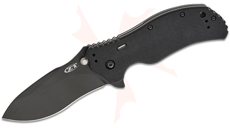 Zero Tolerance Model 0350TR Assisted Flipper Knife 3.25 inch S30V Black DLC Plain Blade, Black G10 Handles with Tritium Insert