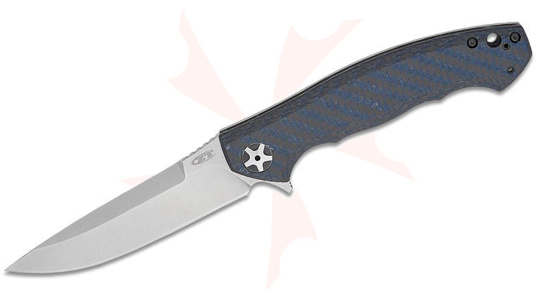 Zero Tolerance 0452BLUCF Dmitry Sinkevich Frame Lock Flipper Knife 4.1 inch CPM-MagnaCut Stonewashed Drop Point Blade, Blue Carbon Fiber and Titanium Handles