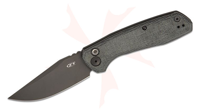 Zero Tolerance 0512BLK AUTO Folding Knife 3.45 inch CPM-CruWear Black Cerakote Clip Point Blade, Black Canvas Micarta and Titanium Handles, Reversible Clip