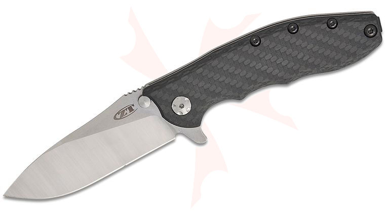 Zero Tolerance Hinderer 0562CF Flipper 3.5 inch MagnaCut Satin/Stonewashed Plain Blade, Carbon Fiber with Titanium Back Handle