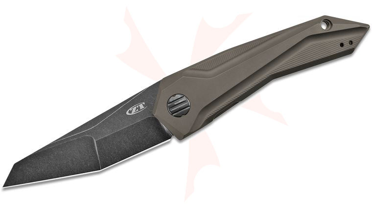 Zero Tolerance 0055BRZ Gustavo GTC Cecchini Flipper Knife 3.75 inch CPM-20CV Blackwashed Blade, Bronze Titanium Handles, Sprint Run
