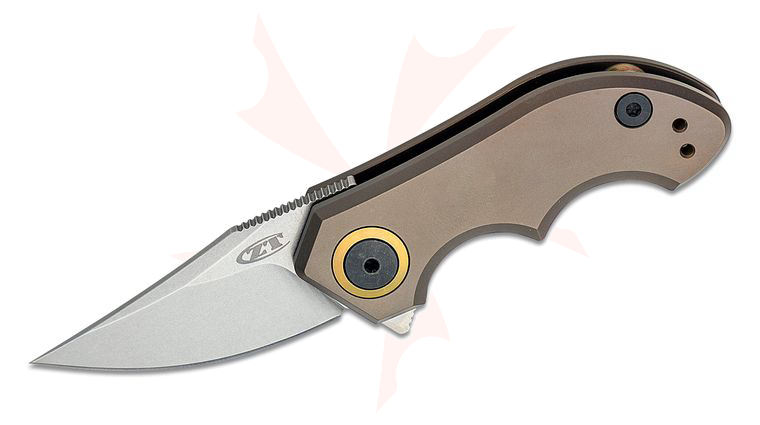 Zero Tolerance 0022TIBRZ Tim Galyean Flipper Knife 1.8 inch CPM-20CV Stonewashed Blade, Bronze Titanium Handles