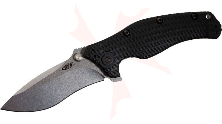 Zero Tolerance Model 0200SW Folder 4 inch Stonewashed Plain Blade, Black G10 Handles